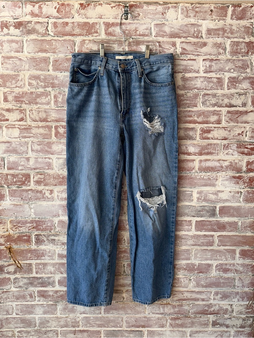 Levi's Distressed Medium Blue Boyfriend Jeans